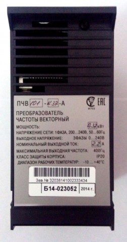 Однофазный преобразователь частоты 0,37 кВт ПЧВ101-К37-А 2,2А