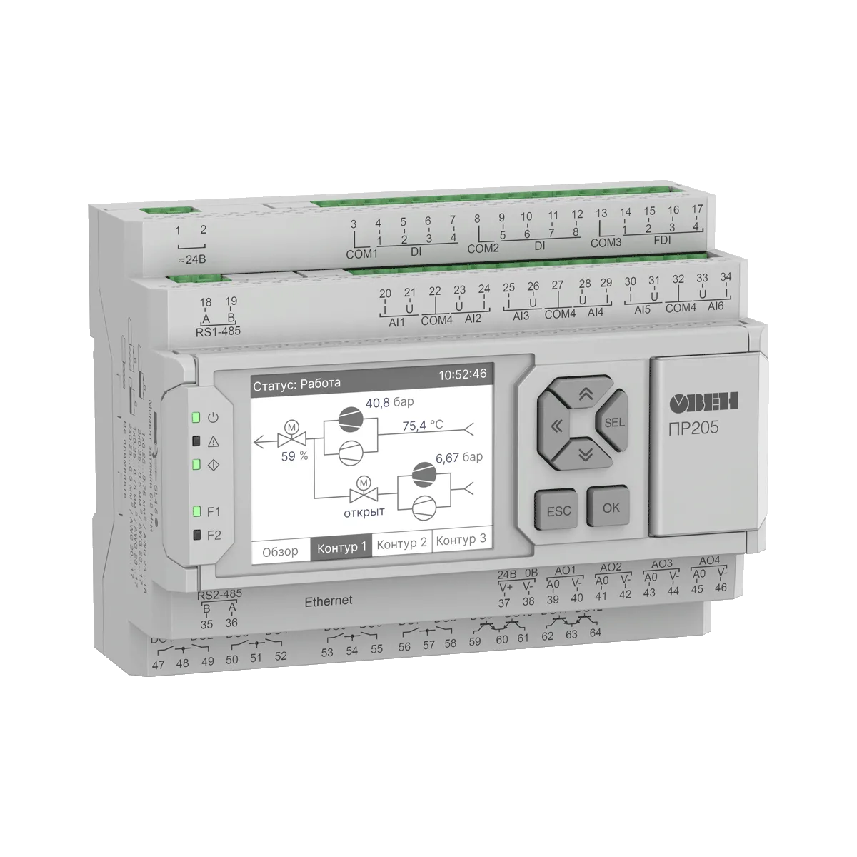 ПР205 программируемое реле с графическим дисплеем и Ethernet
